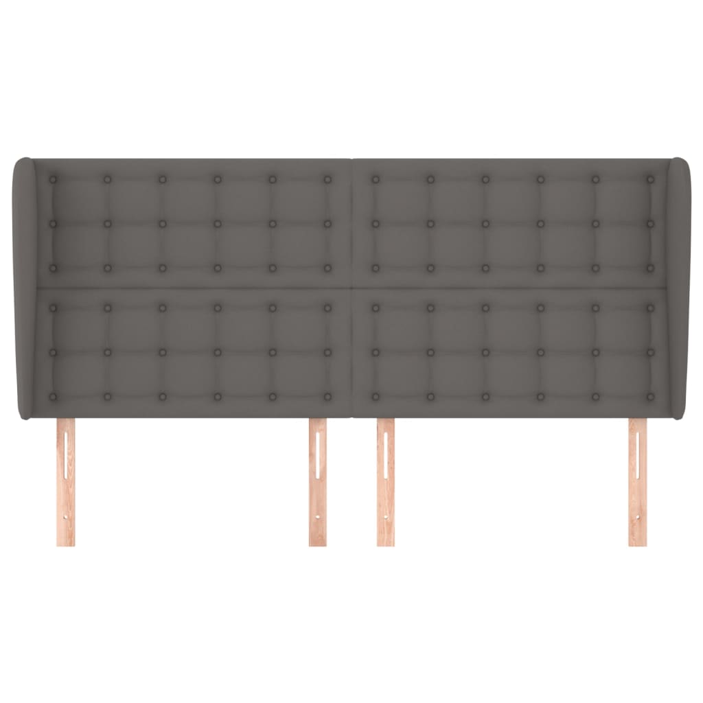 Uzglavlje s ušima sivo 203x23x118/128 cm od umjetne kože