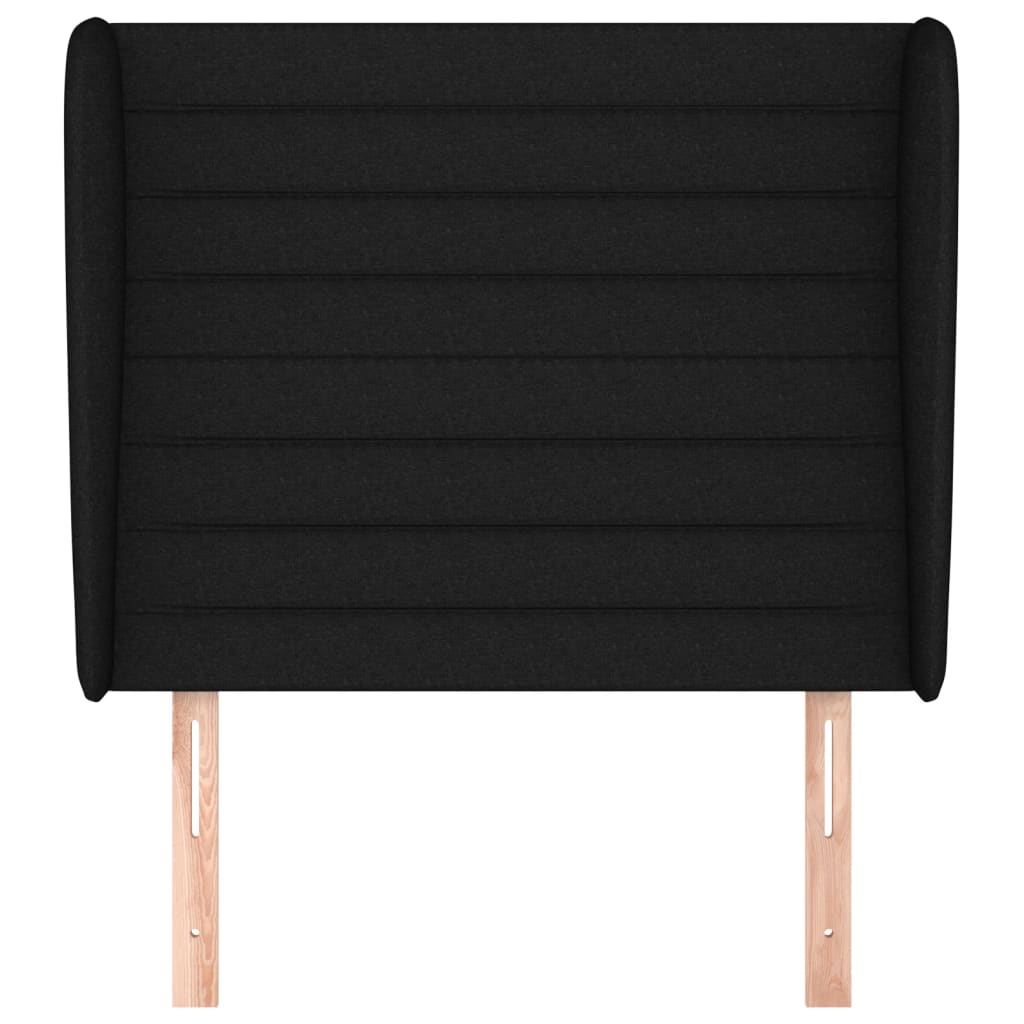 Uzglavlje s ušima crno 93x23x118/128 cm od tkanine