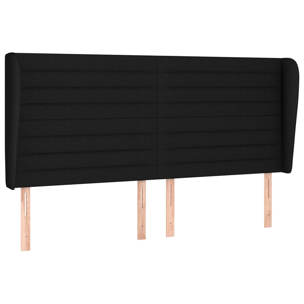 Uzglavlje s ušima crno 163x23x118/128 cm od tkanine