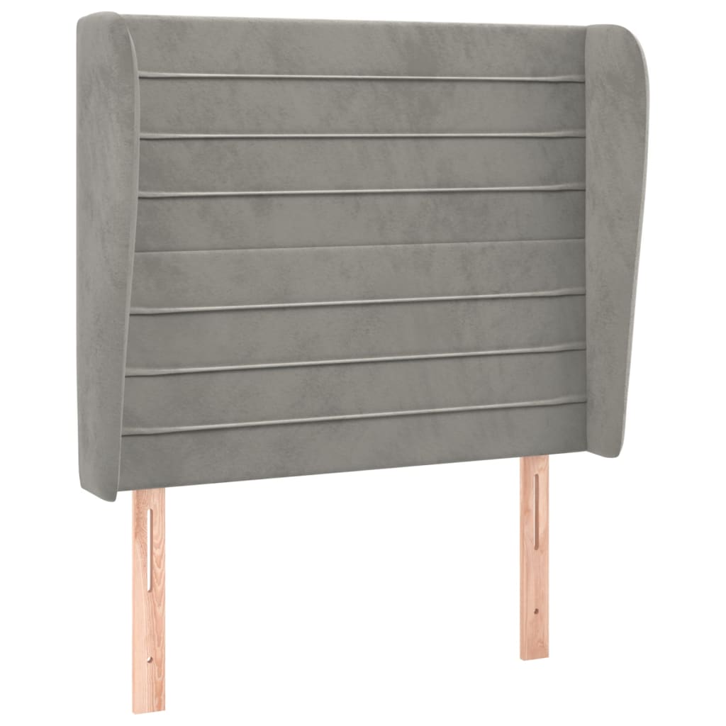 Uzglavlje s ušima svjetlosivo 83 x 23 x 118/128 cm baršunasto