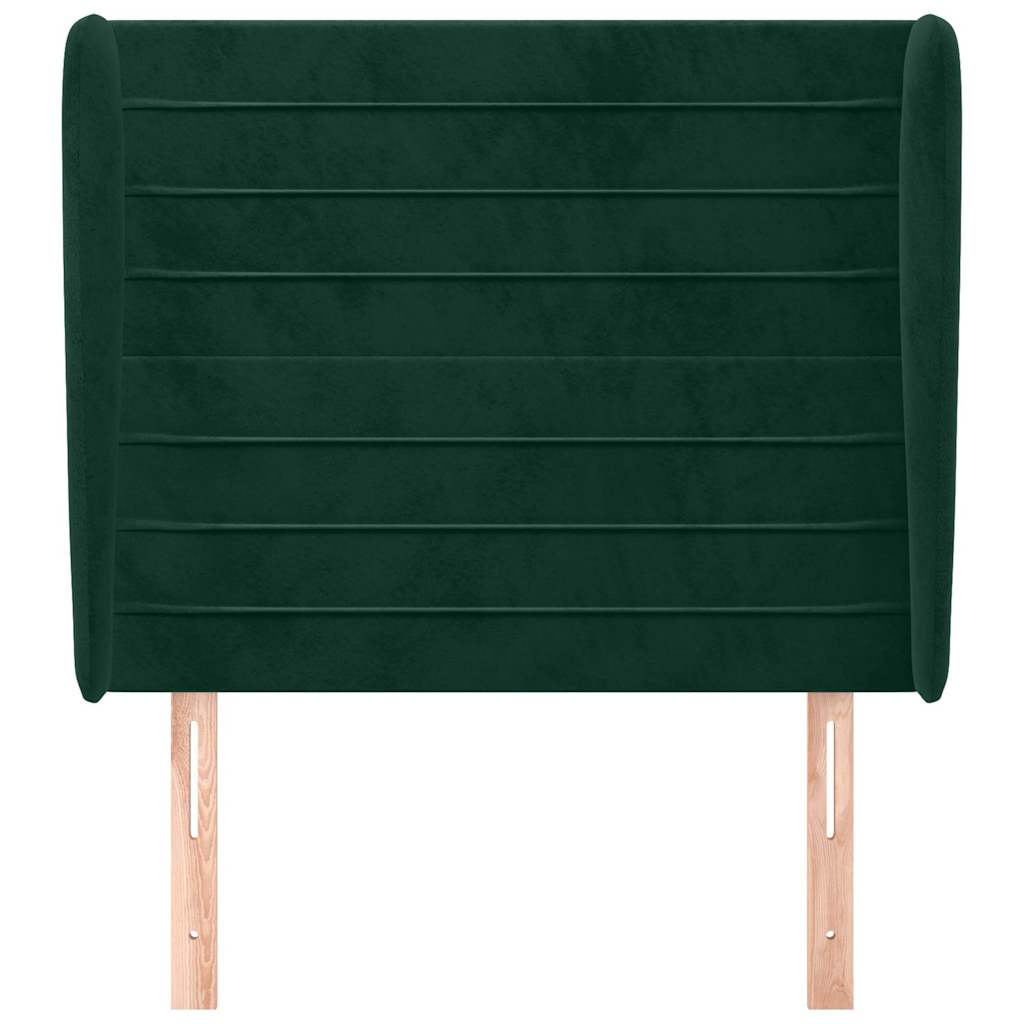 Uzglavlje s ušima tamnozeleno 83 x 23 x 118/128 cm baršunasto