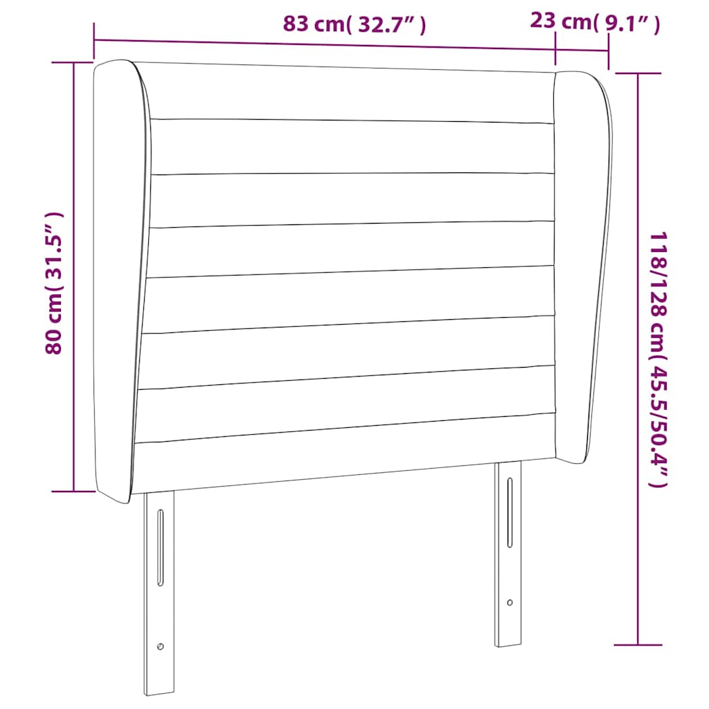 Uzglavlje s ušima tamnozeleno 83 x 23 x 118/128 cm baršunasto