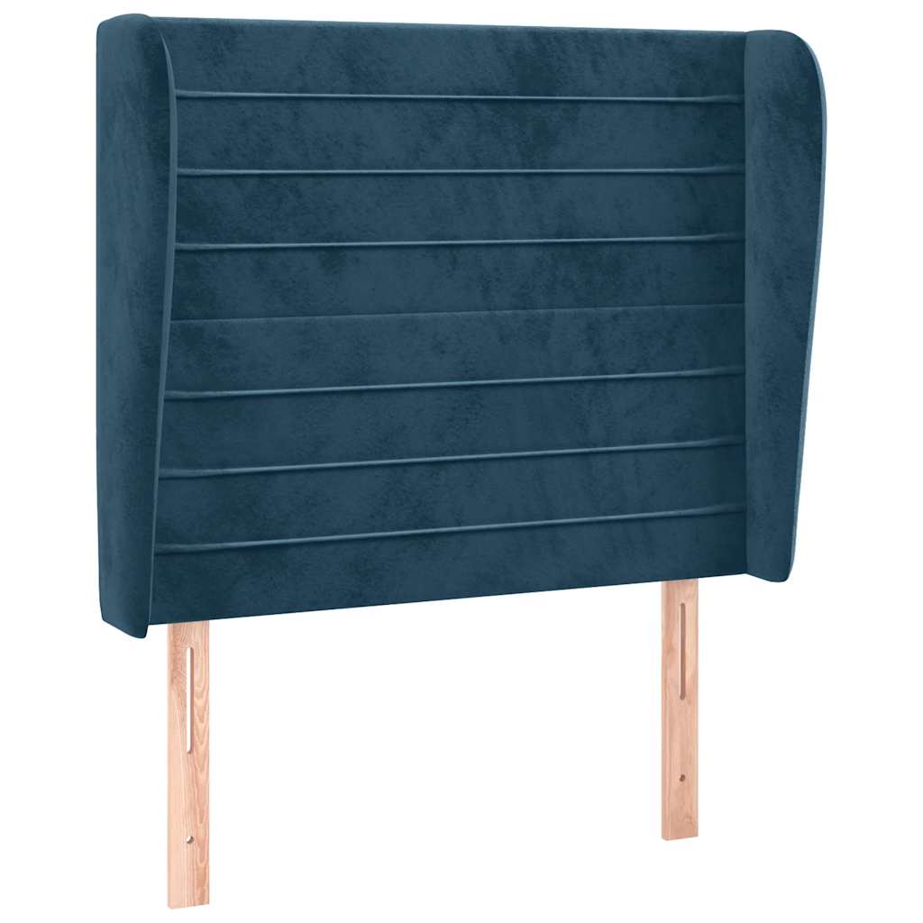Uzglavlje s ušima tamnoplavo 83 x 23 x 118/128 cm baršunasto