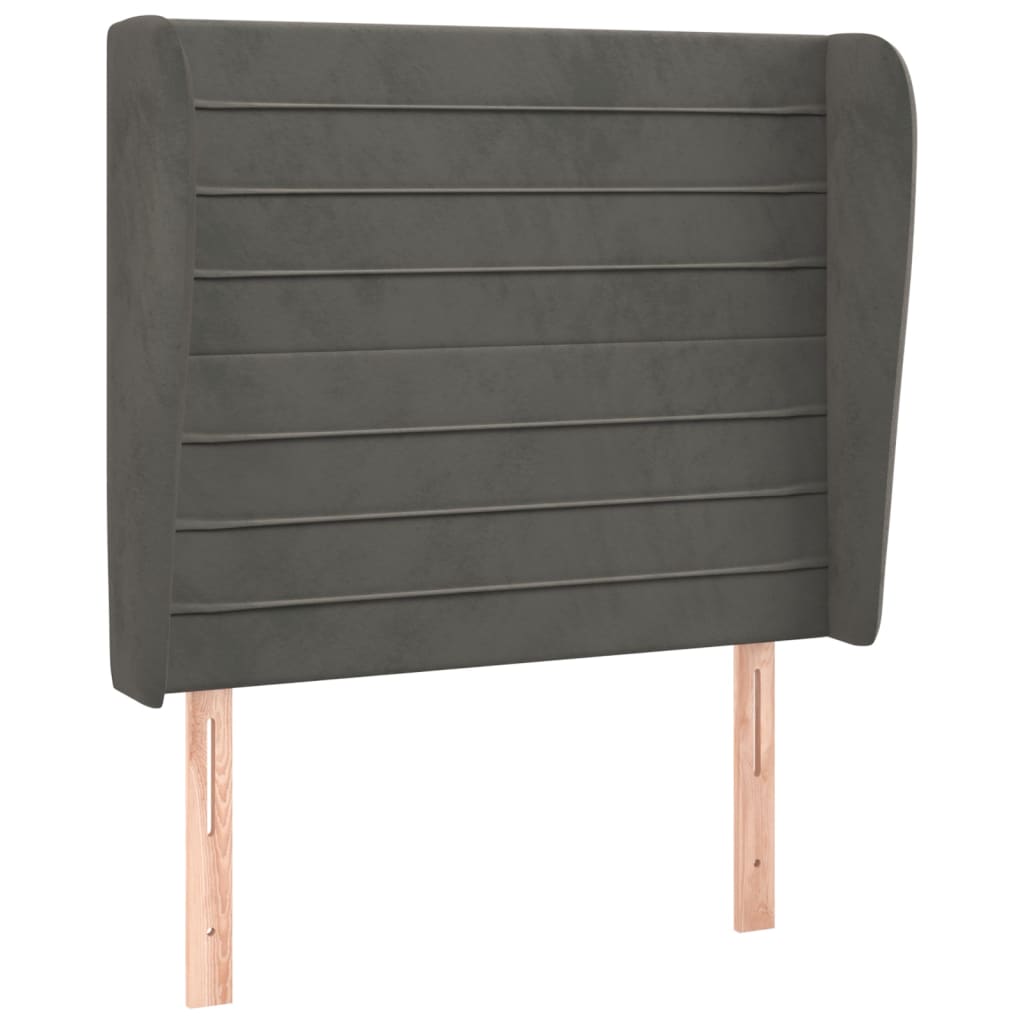 Uzglavlje s ušima tamnosivo 93x23x118/128 cm baršunasto
