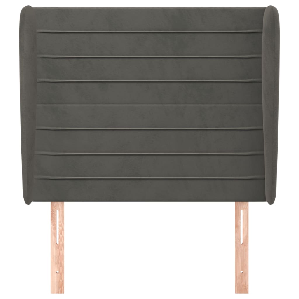 Uzglavlje s ušima tamnosivo 93x23x118/128 cm baršunasto