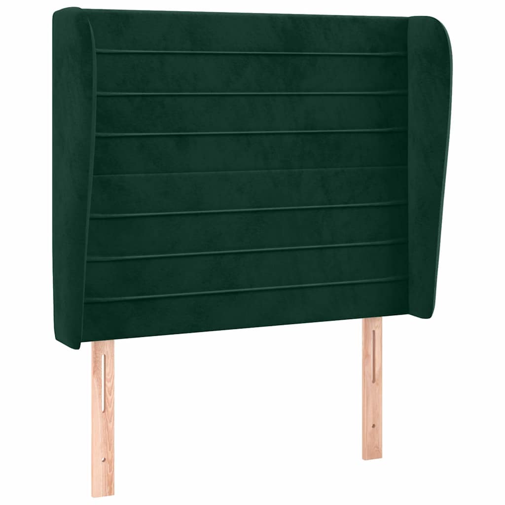 Uzglavlje s ušima tamnozeleno 93x23x118/128 cm baršunasto