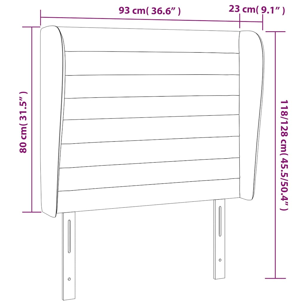 Uzglavlje s ušima tamnozeleno 93x23x118/128 cm baršunasto