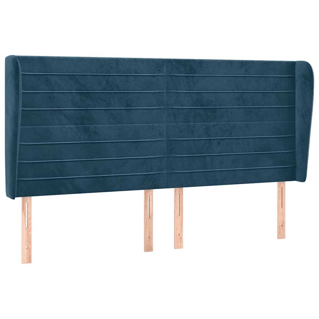 Uzglavlje s ušima tamnoplavo 163x23x118/128 cm baršunasto