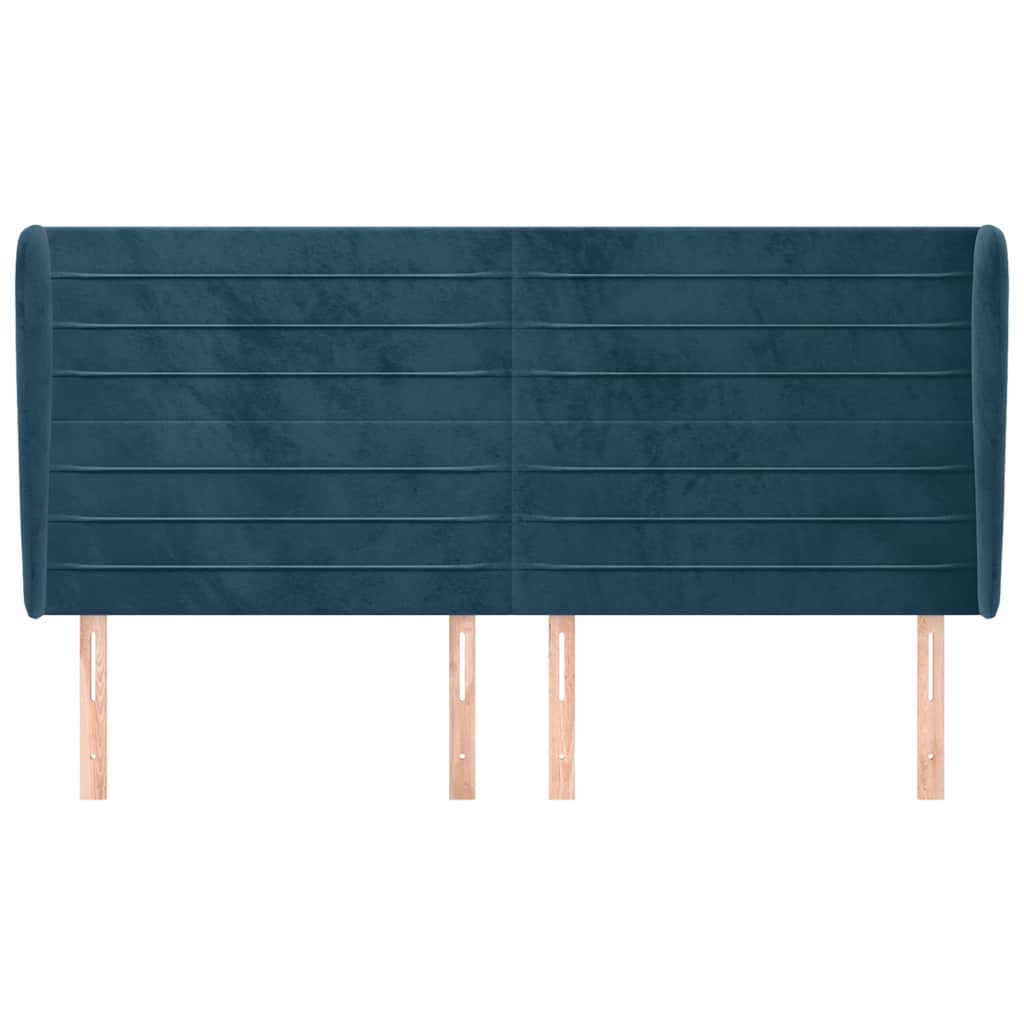 Uzglavlje s ušima tamnoplavo 163x23x118/128 cm baršunasto