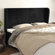 Uzglavlje s ušima crno 183x23x118/128 cm baršunasto