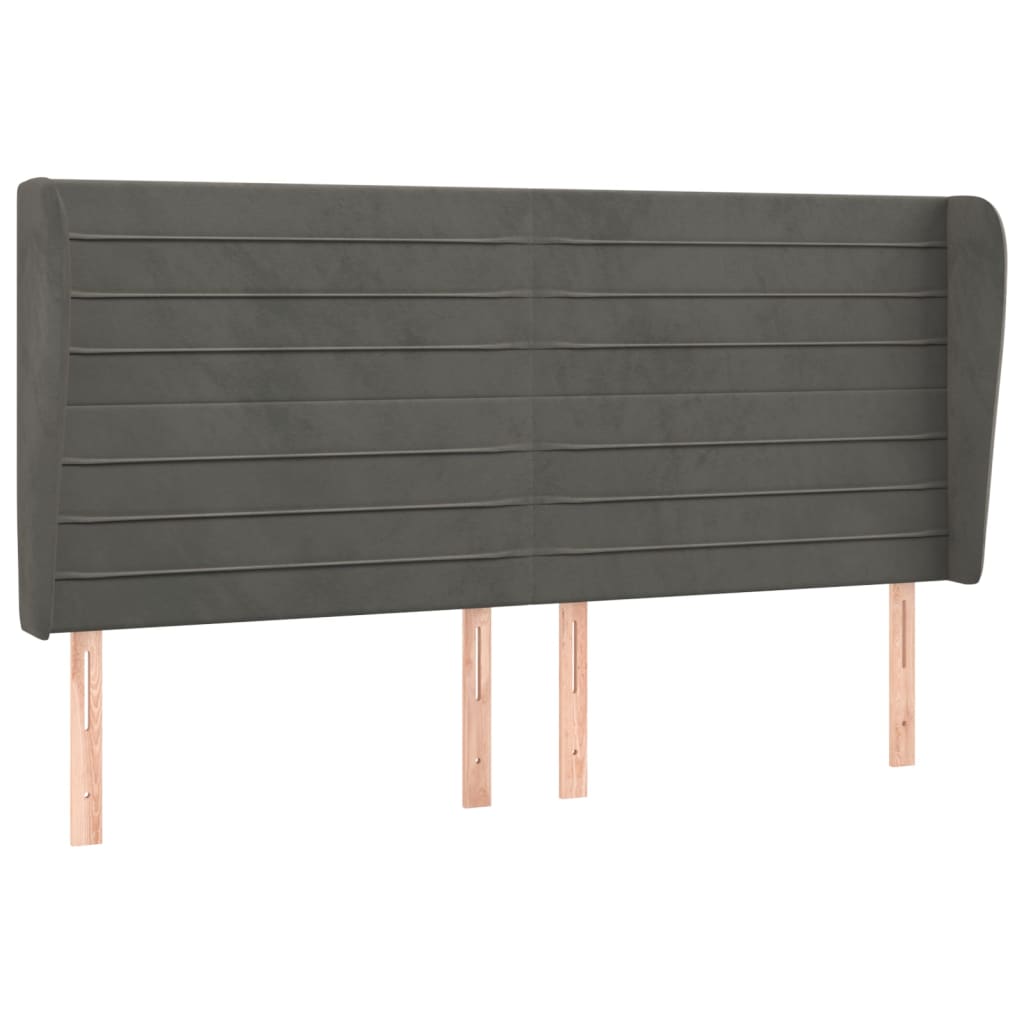 Uzglavlje s ušima tamnosivo 203x23x118/128 cm baršunasto