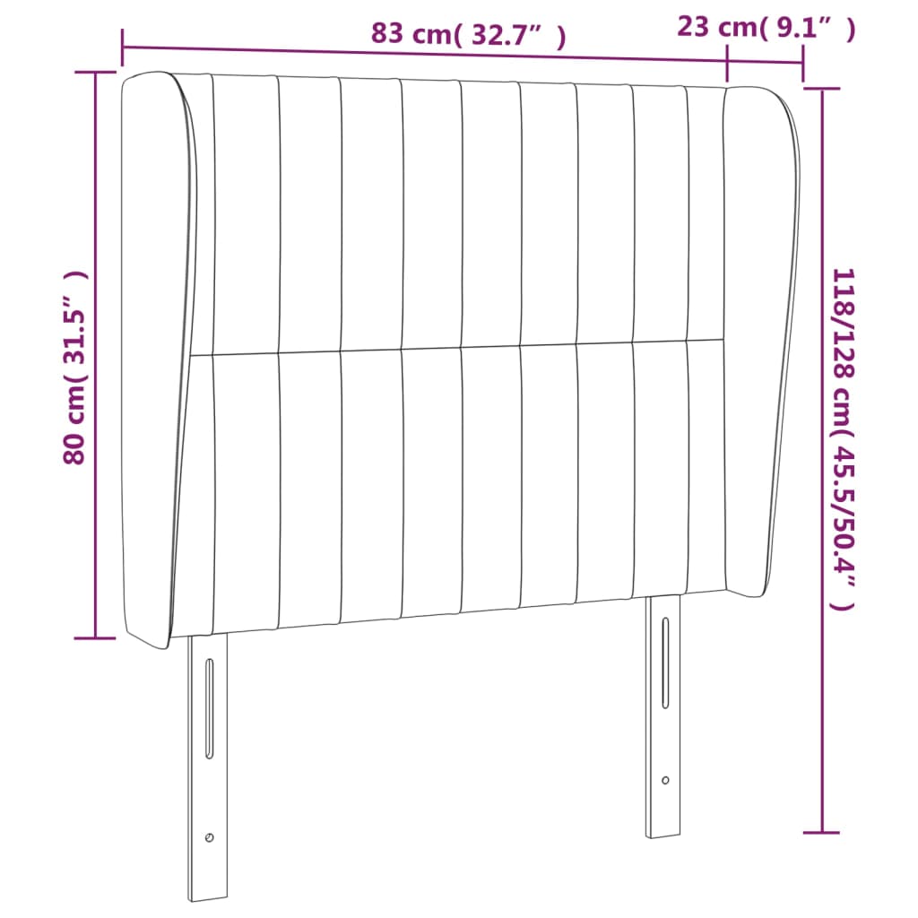 Uzglavlje s ušima tamnosmeđe 83 x 23 x 118/128 cm od tkanine
