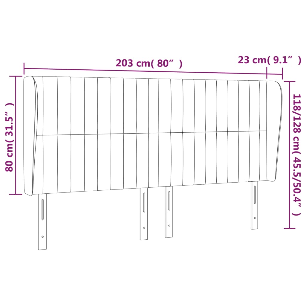 Uzglavlje s ušima plavo 203x23x118/128 cm od tkanine