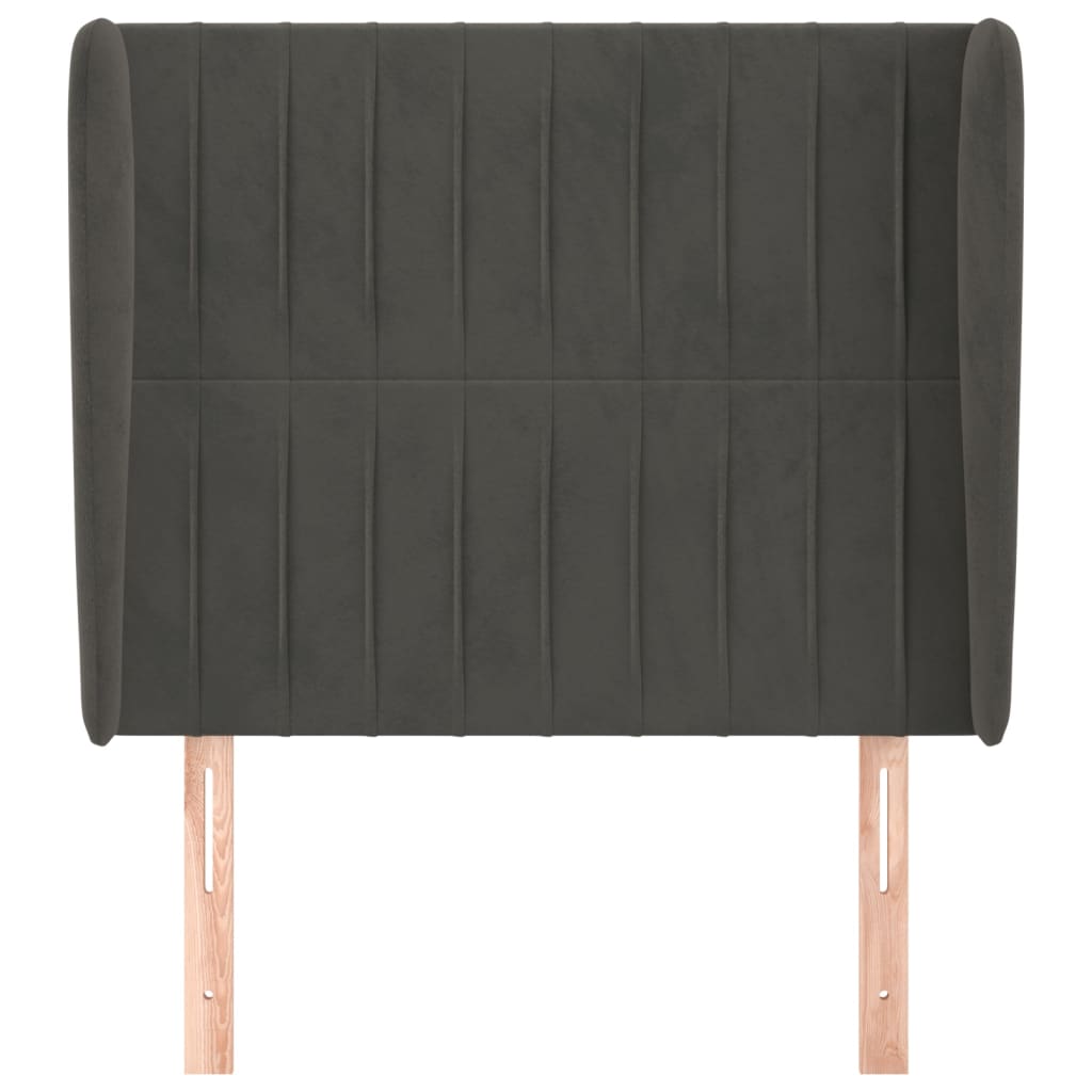Uzglavlje s ušima tamnosivo 83 x 23 x 118/128 cm baršunasto