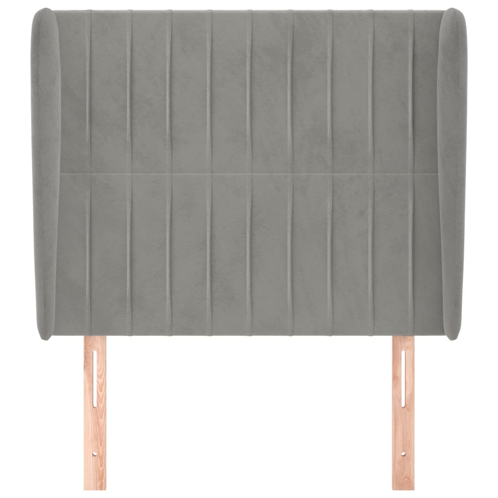 Uzglavlje s ušima svjetlosivo 93x23x118/128 cm baršunasto