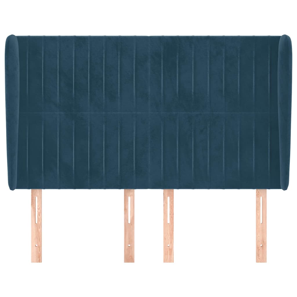 Uzglavlje s ušima tamnoplavo 147x23x118/128 cm baršunasto