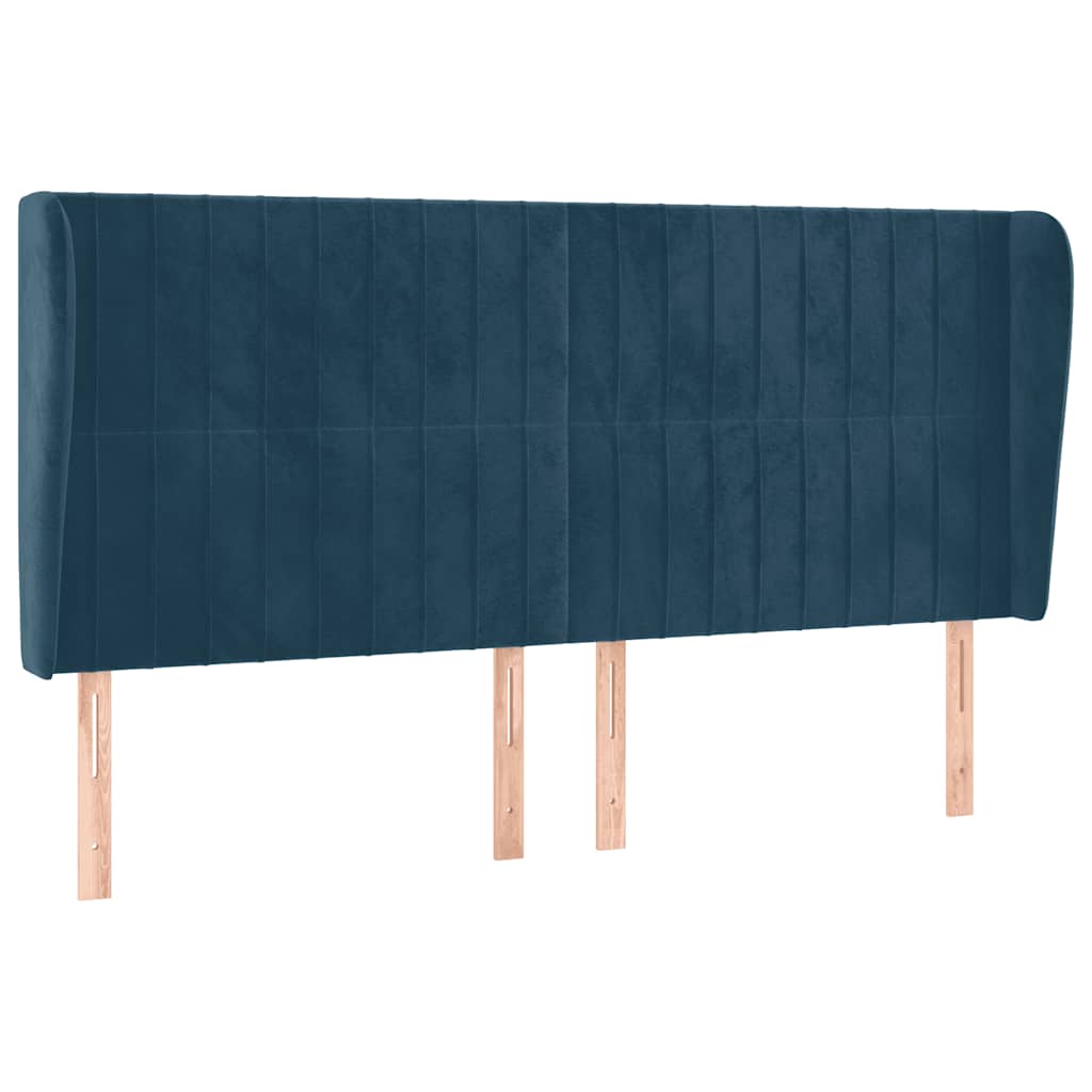 Uzglavlje s ušima tamnoplavo 183x23x118/128 cm baršunasto