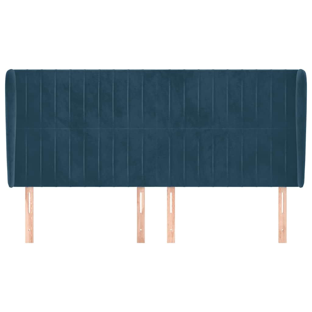 Uzglavlje s ušima tamnoplavo 183x23x118/128 cm baršunasto