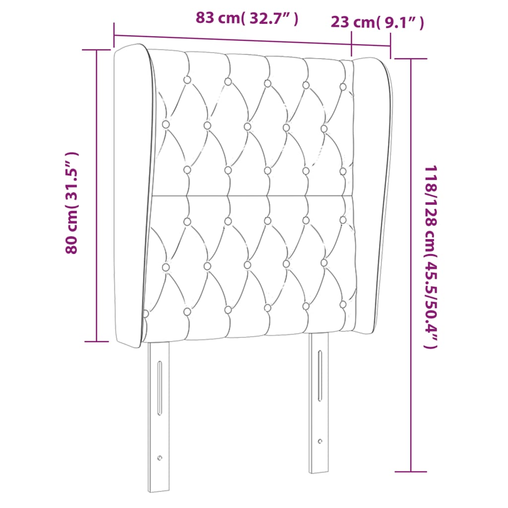 Uzglavlje s ušima plavo 83 x 23 x 118/128 cm od tkanine