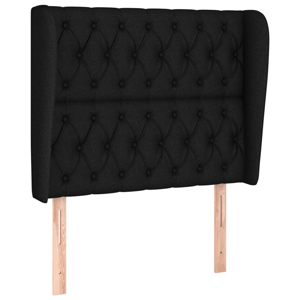 Uzglavlje s ušima crno 93x23x118/128 cm od tkanine