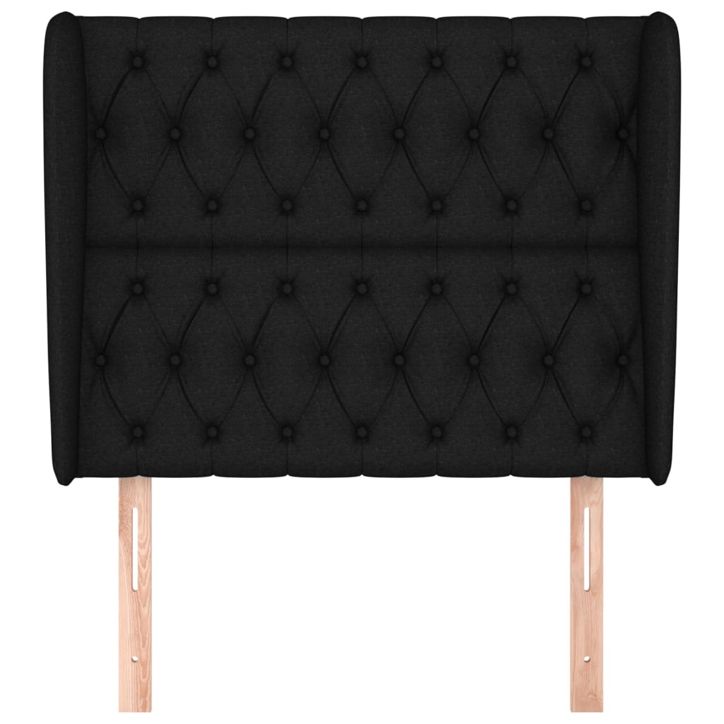 Uzglavlje s ušima crno 93x23x118/128 cm od tkanine