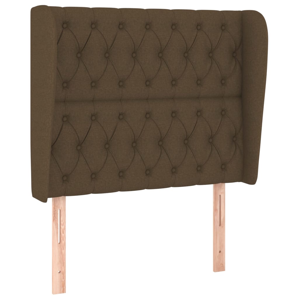 Uzglavlje s ušima tamnosmeđe 93x23x118/128 cm od tkanine