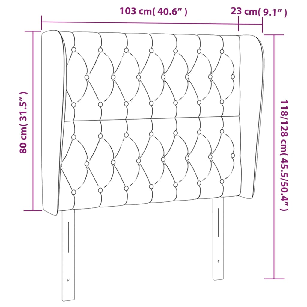 Uzglavlje s ušima krem 103x23x118/128 cm od tkanine