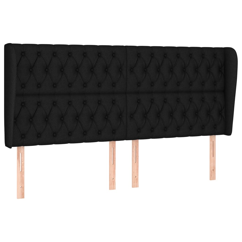 Uzglavlje s ušima crno 183x23x118/128 cm od tkanine
