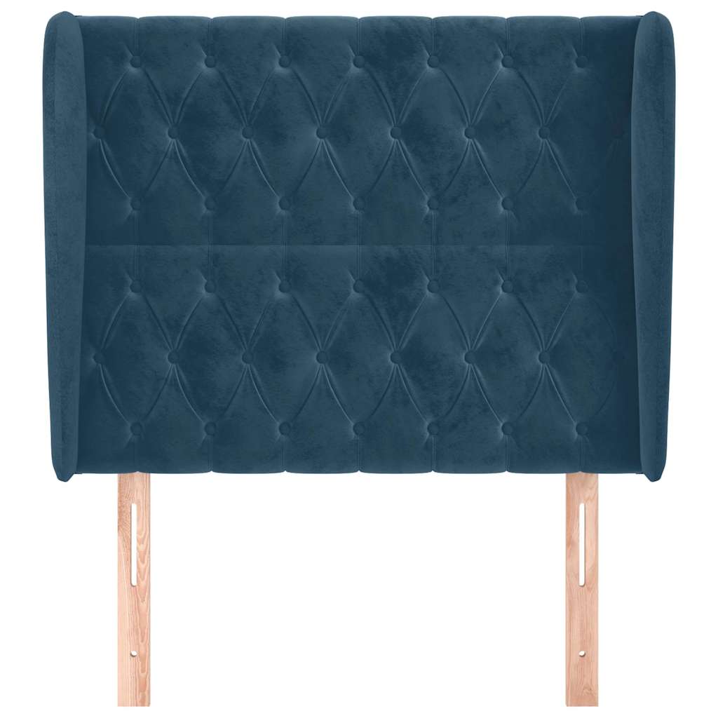 Uzglavlje s ušima tamnoplavo 93x23x118/128 cm baršunasto