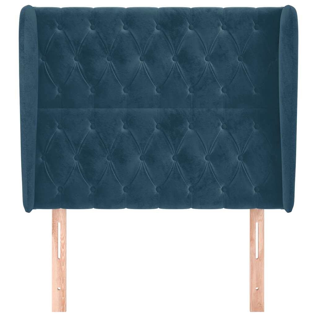 Uzglavlje s ušima tamnoplavo 103x23x118/128 cm baršunasto