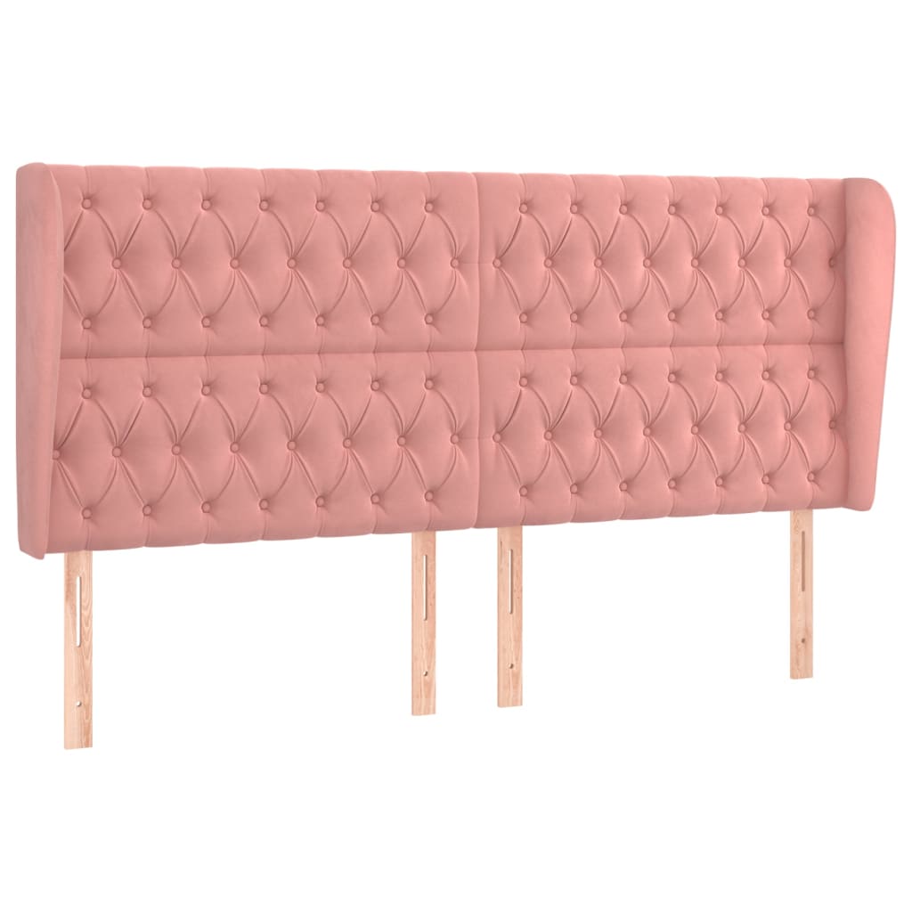 Uzglavlje s ušima ružičasto 203x23x118/128 cm baršunasto