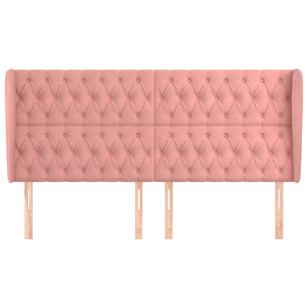 Uzglavlje s ušima ružičasto 203x23x118/128 cm baršunasto
