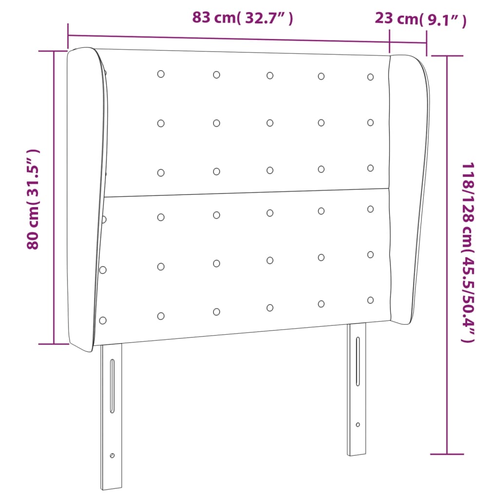 Uzglavlje s ušima krem 83 x 23 x 118/128 cm od tkanine