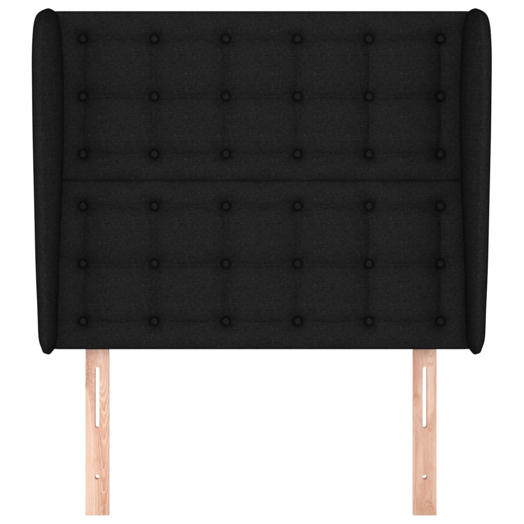 Uzglavlje s ušima crno 93x23x118/128 cm od tkanine