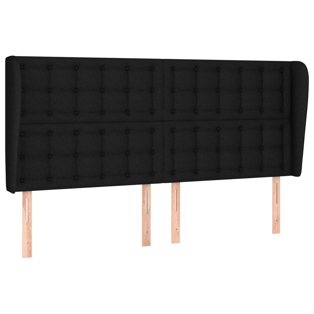 Uzglavlje s ušima crno 163x23x118/128 cm od tkanine