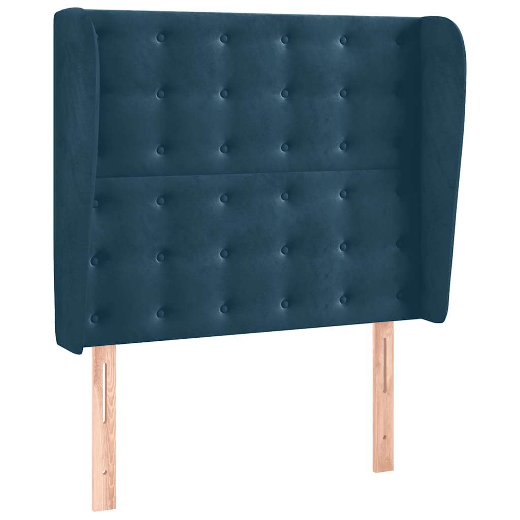 Uzglavlje s ušima tamnoplavo 83 x 23 x 118/128 cm baršunasto