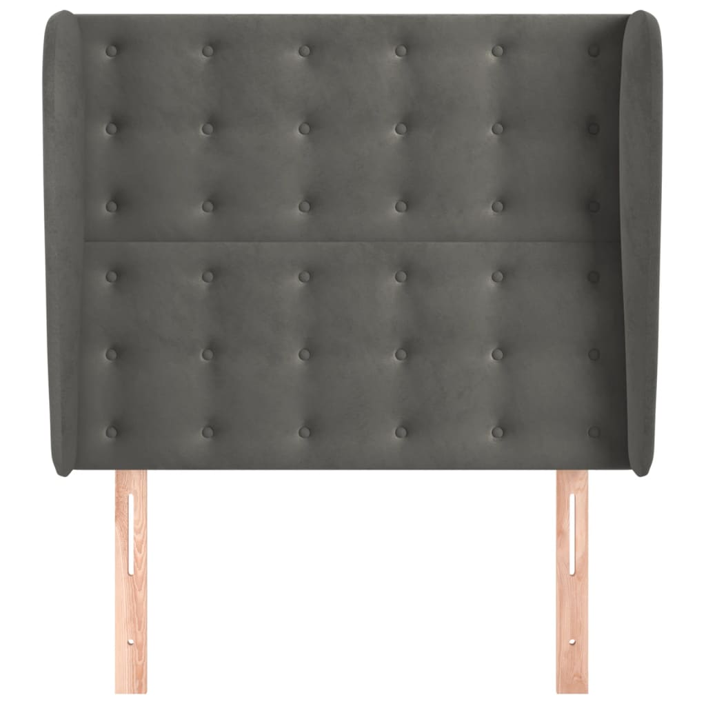 Uzglavlje s ušima tamnosivo 93x23x118/128 cm baršunasto
