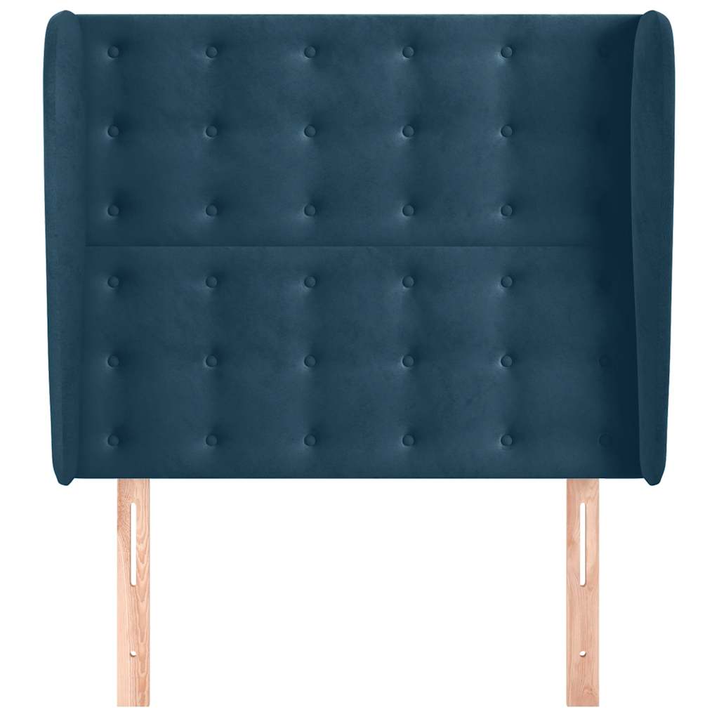 Uzglavlje s ušima tamnoplavo 93x23x118/128 cm baršunasto