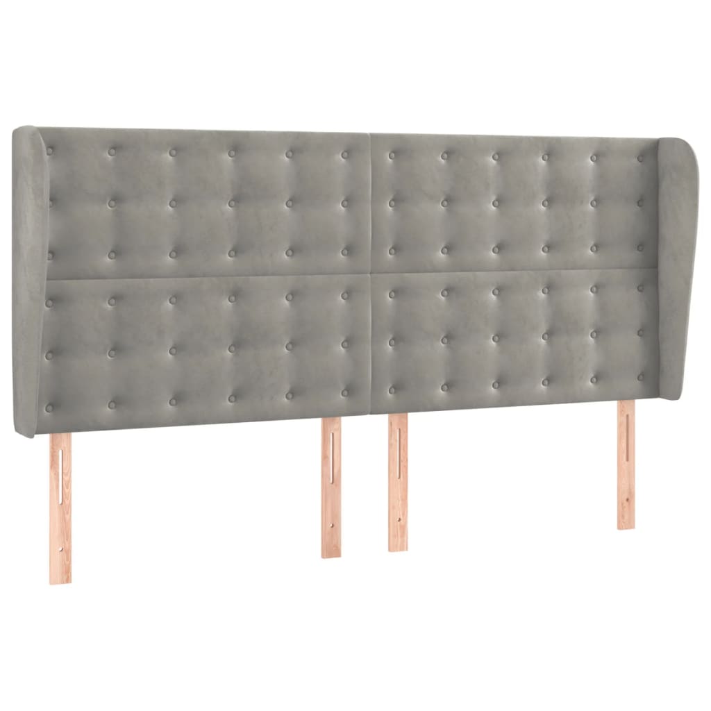 Uzglavlje s ušima svjetlosivo 163x23x118/128 cm obaršunasti