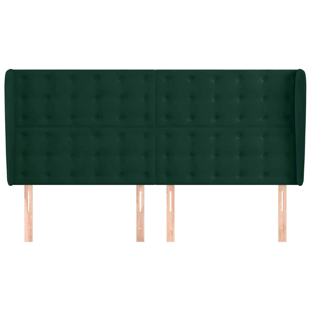 Uzglavlje s ušima tamnozeleno 163x23x118/128 cm baršunasto