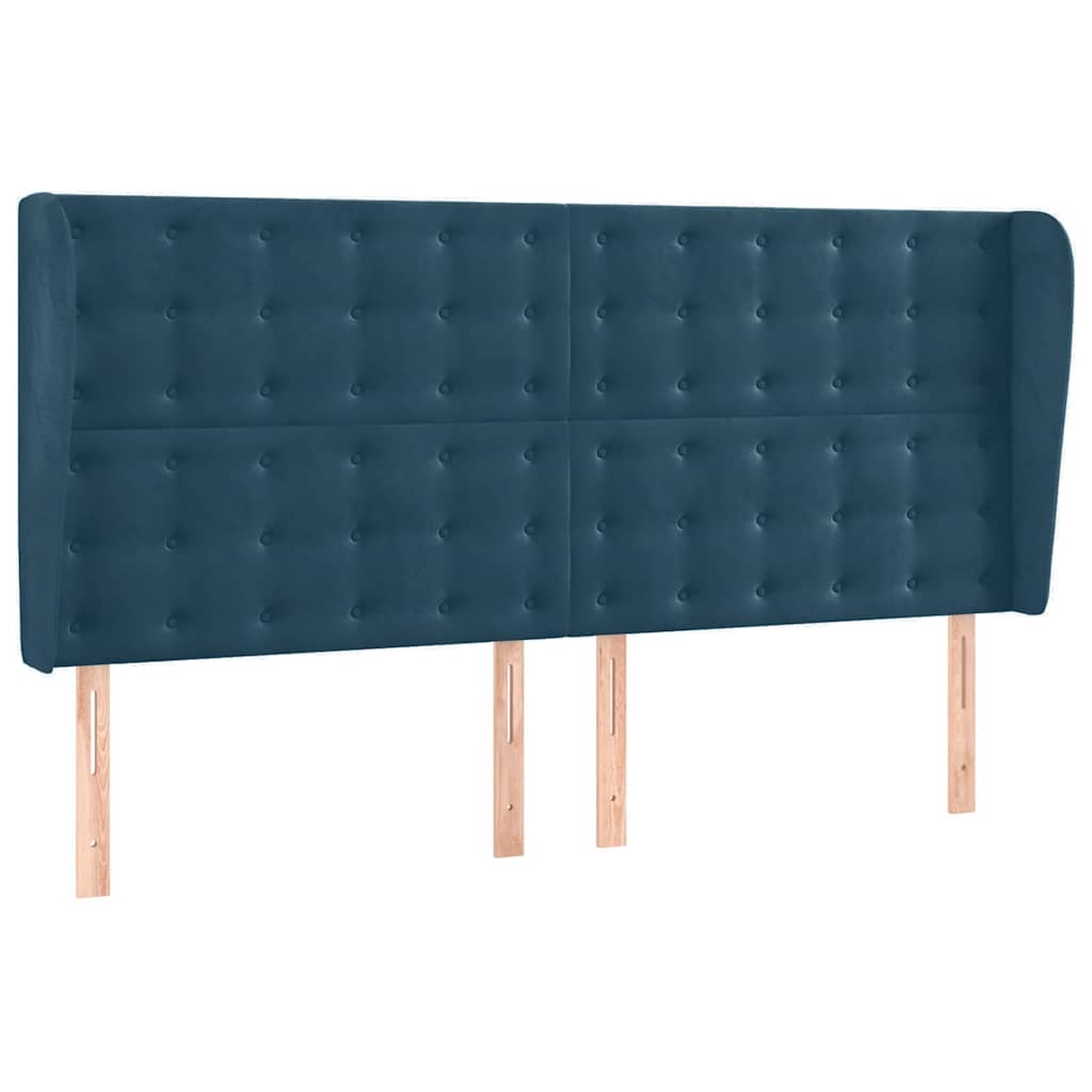 Uzglavlje s ušima tamnoplavo 163x23x118/128 cm baršunasto