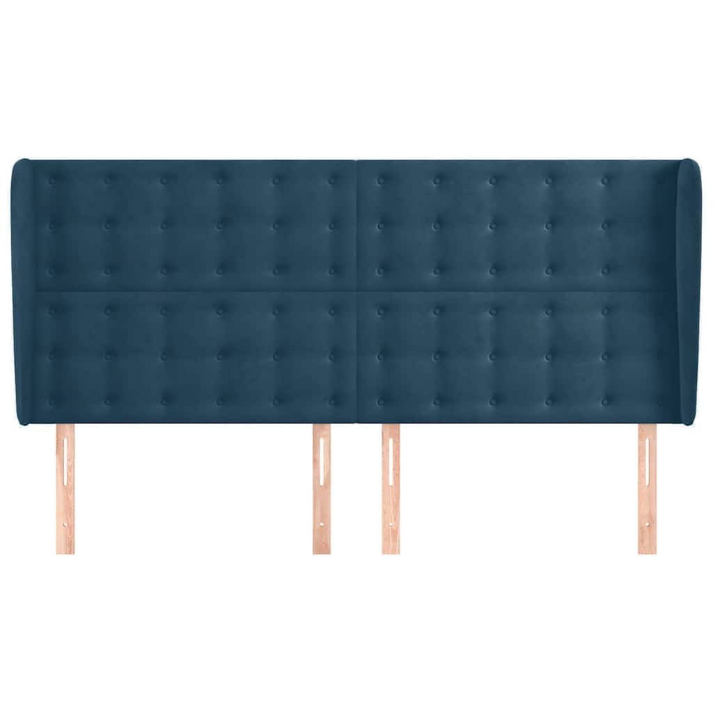 Uzglavlje s ušima tamnoplavo 163x23x118/128 cm baršunasto