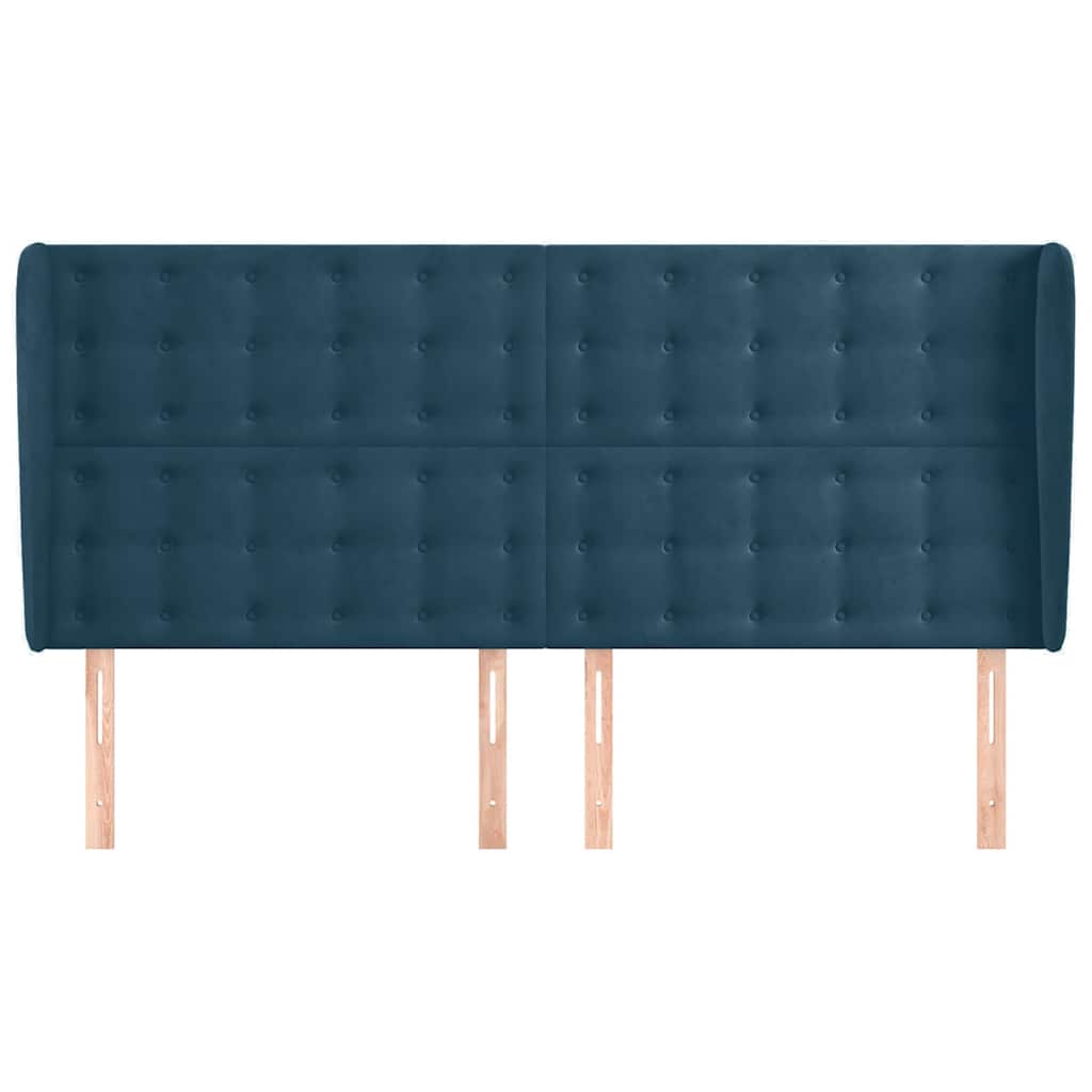 Uzglavlje s ušima tamnoplavo 183x23x118/128 cm baršunasto