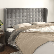 Uzglavlje s ušima svjetlosivo 203x23x118/128 cm baršunasto