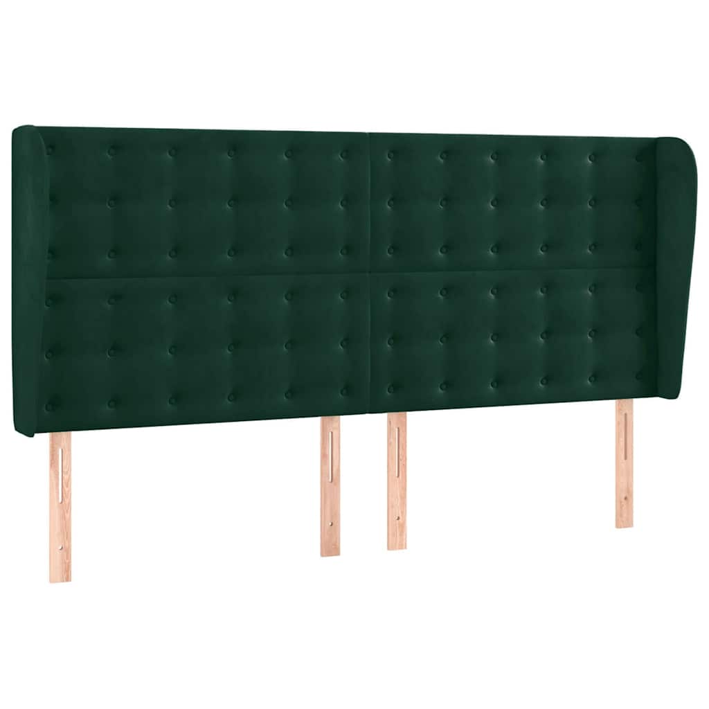 Uzglavlje s ušima tamnozeleno 203x23x118/128 cm baršunasto
