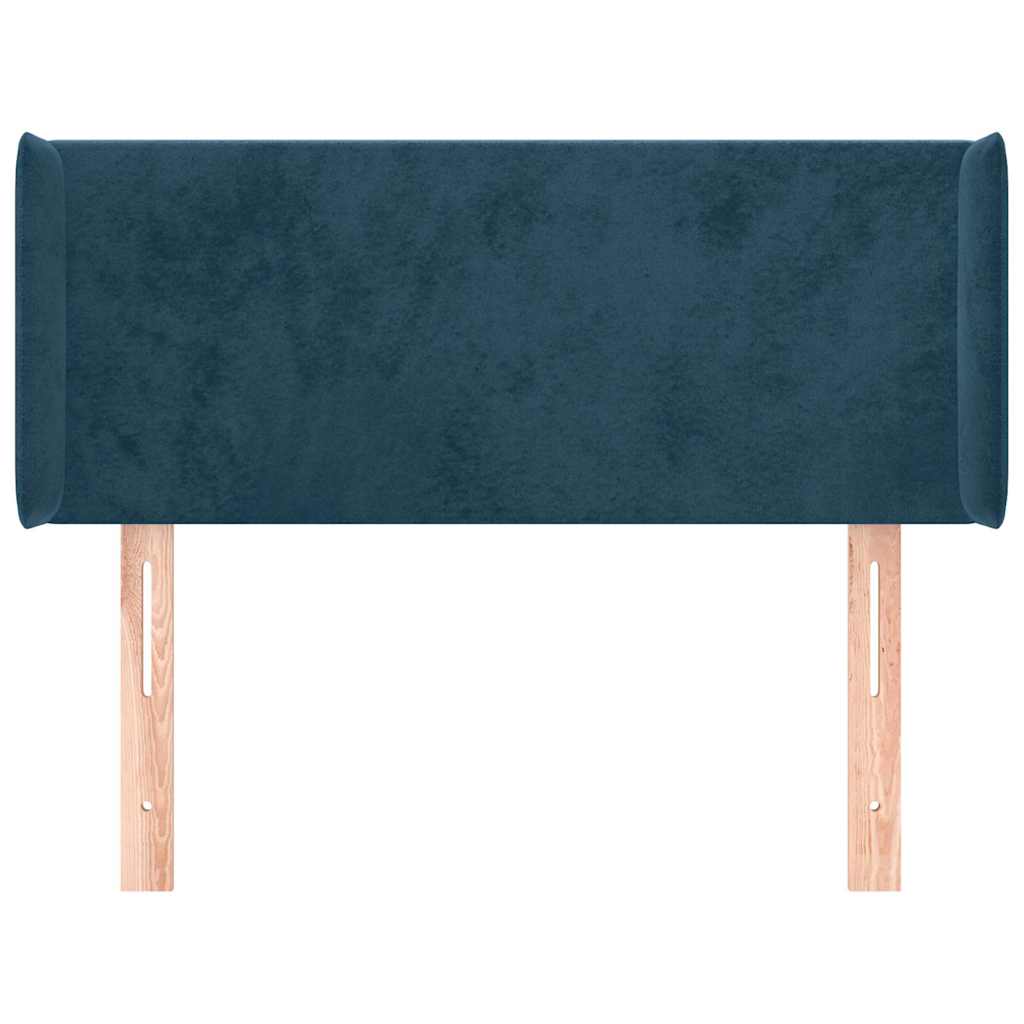 Uzglavlje s ušima tamnoplavo 83x16x78/88 cm baršunasto