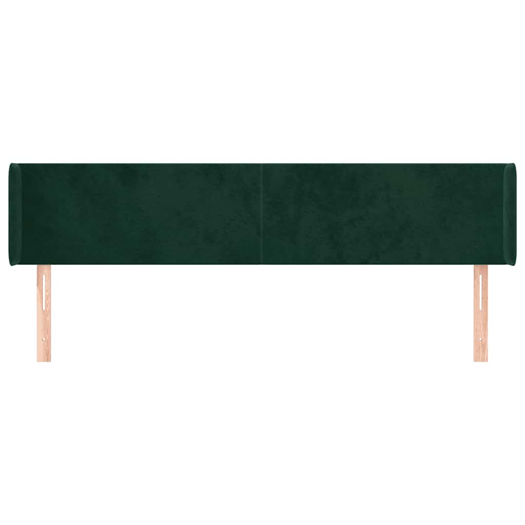 Uzglavlje s ušima tamnozeleno 163x16x78/88 cm baršunasto