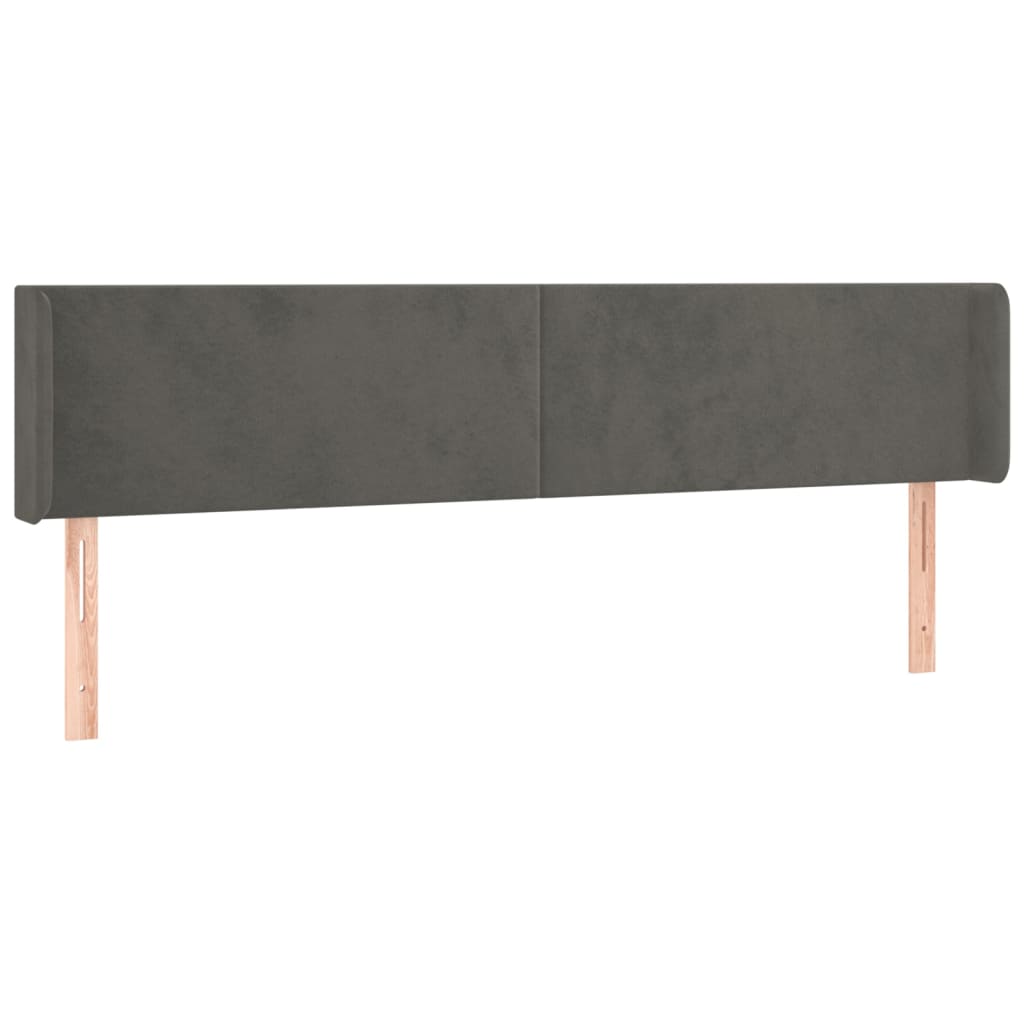 Uzglavlje s ušima tamnosivo 203x16x78/88 cm baršunasto