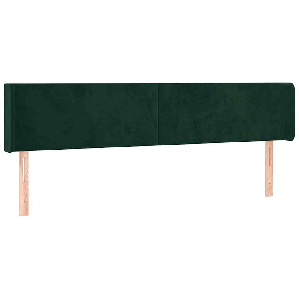 Uzglavlje s ušima tamnozeleno 203x16x78/88 cm baršunasto
