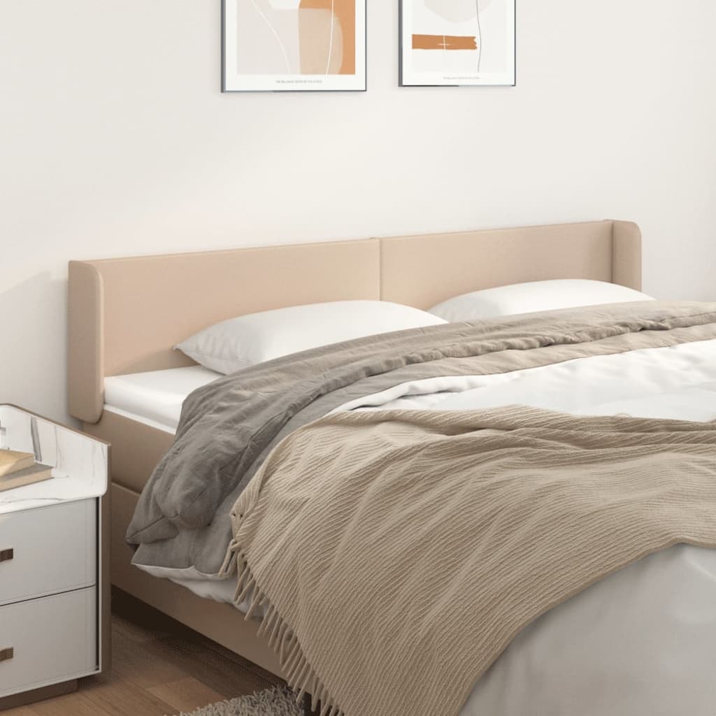 Uzglavlje s ušima boja cappuccina 203x16x78/88 cm umjetna koža